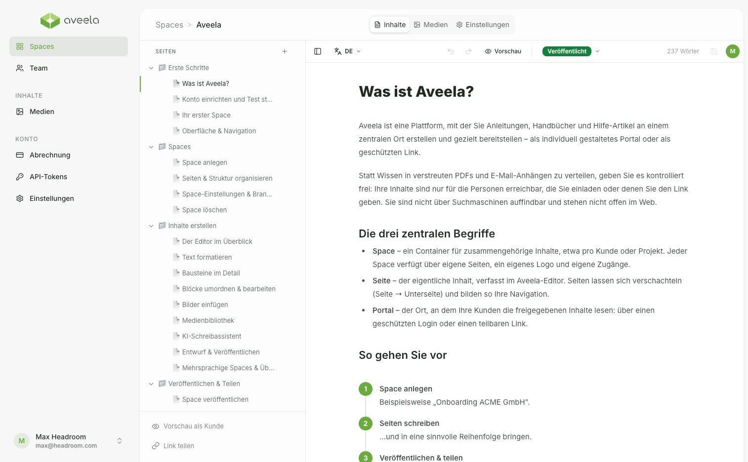Die Oberfläche-Elemente von Aveela im Überblick